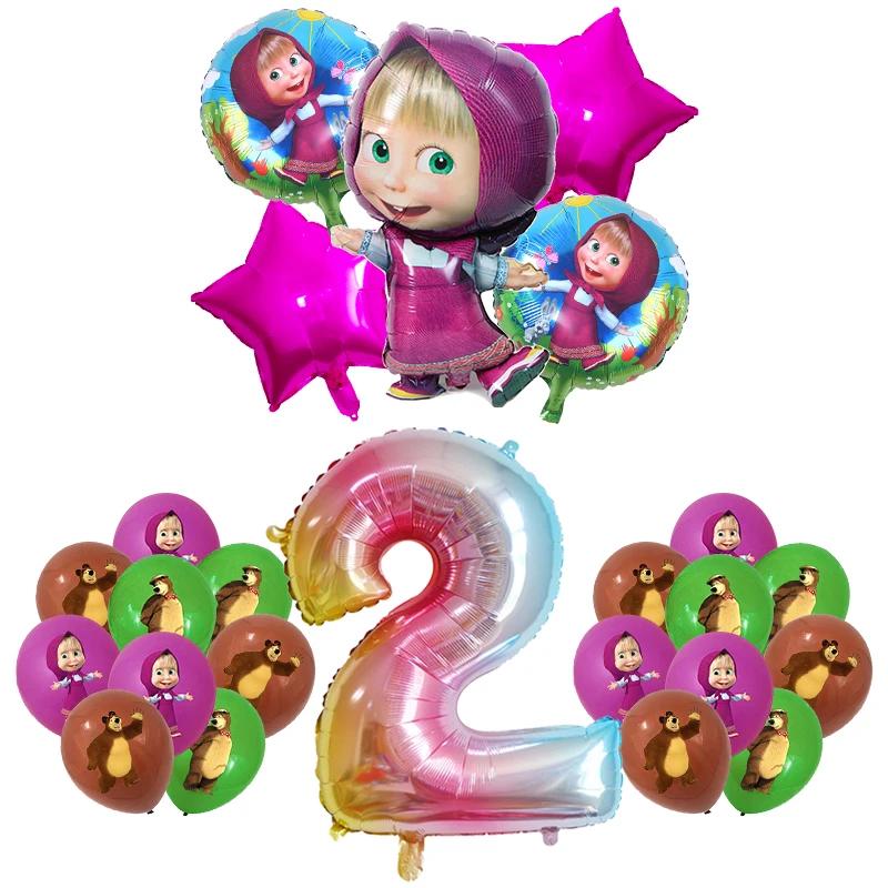 Masshaed Verjaardagsfeest Decoratie Tafelgerei Set Beren Borden Bekers Banner Ballonnen Kinderen Babyborrel Cadeaus Meisjes Fotohokje Prop