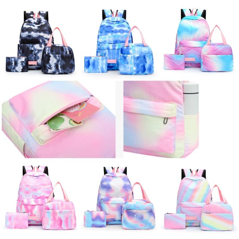 Stylish And Durable Nylon Backpack Set 3 Piece School Bag Lunch Bag And Pencil Case Unisex Design