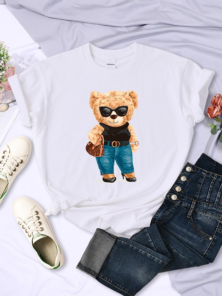 

Футболка Fashion Teddy Bear Rich Woman Street Hip Hop с короткими рукавами, индивидуальная футболка Hip Hop с круглым вырезом, дышащая, летняя футболка XXXL белый