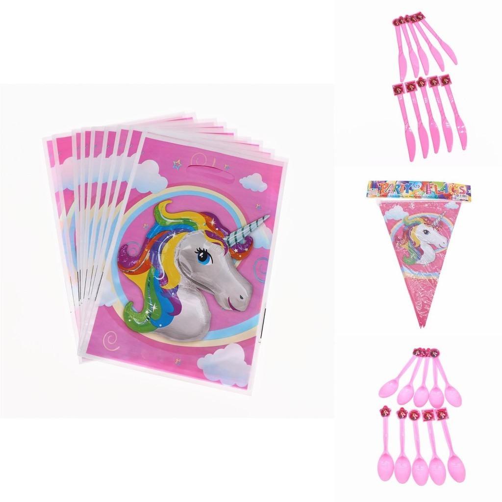 Magical Unicorn Kids Birthday Party Supplies Featuring Colorful Plates Cups And Banners