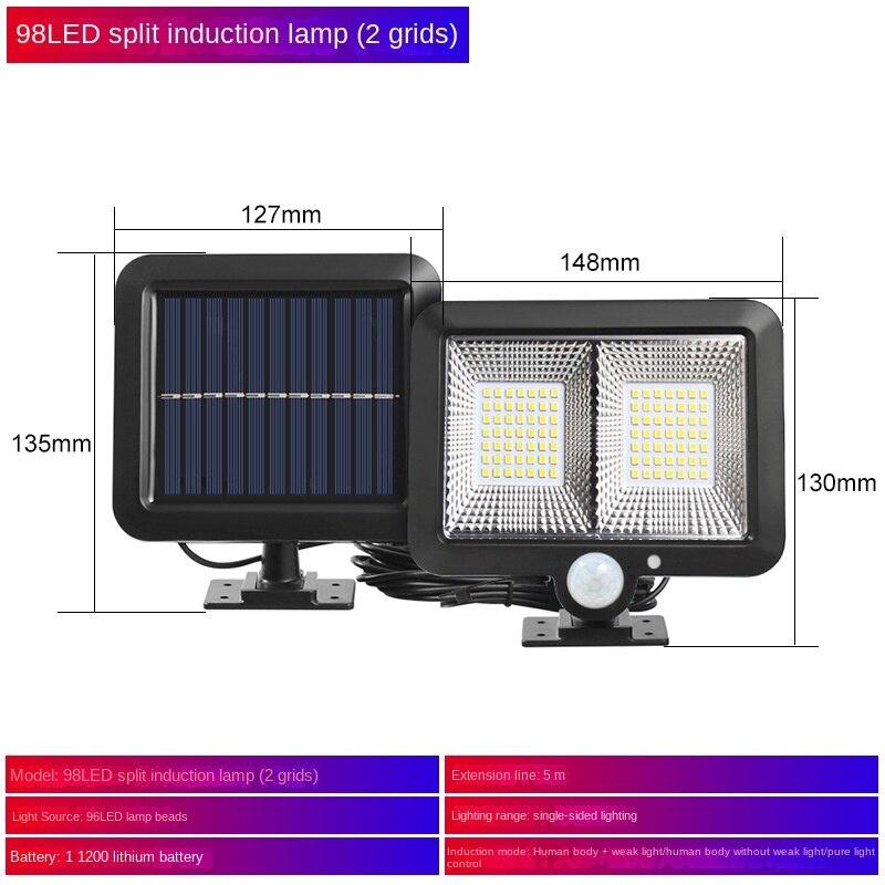 56LED Induction Wall Lamp Waterproof Split Solar 100COB Separated Human Body Induction Courtyard Lamp Garage Lamp