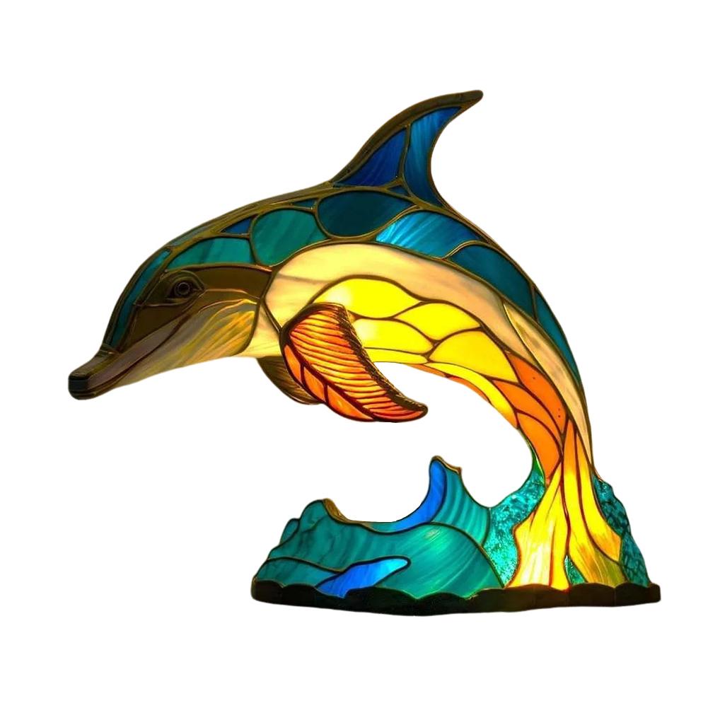 Animal Table Lamp Creative Stained Resin Glass Animal Sculpture Night Light For Living Room Bedroom Home Decoration