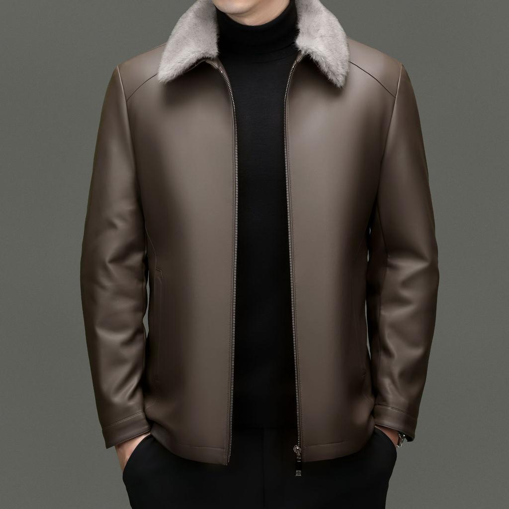 Men's Genuine Leather Jacket New First Layer Sheepskin Men's Business Casual Slim Fit Jacket