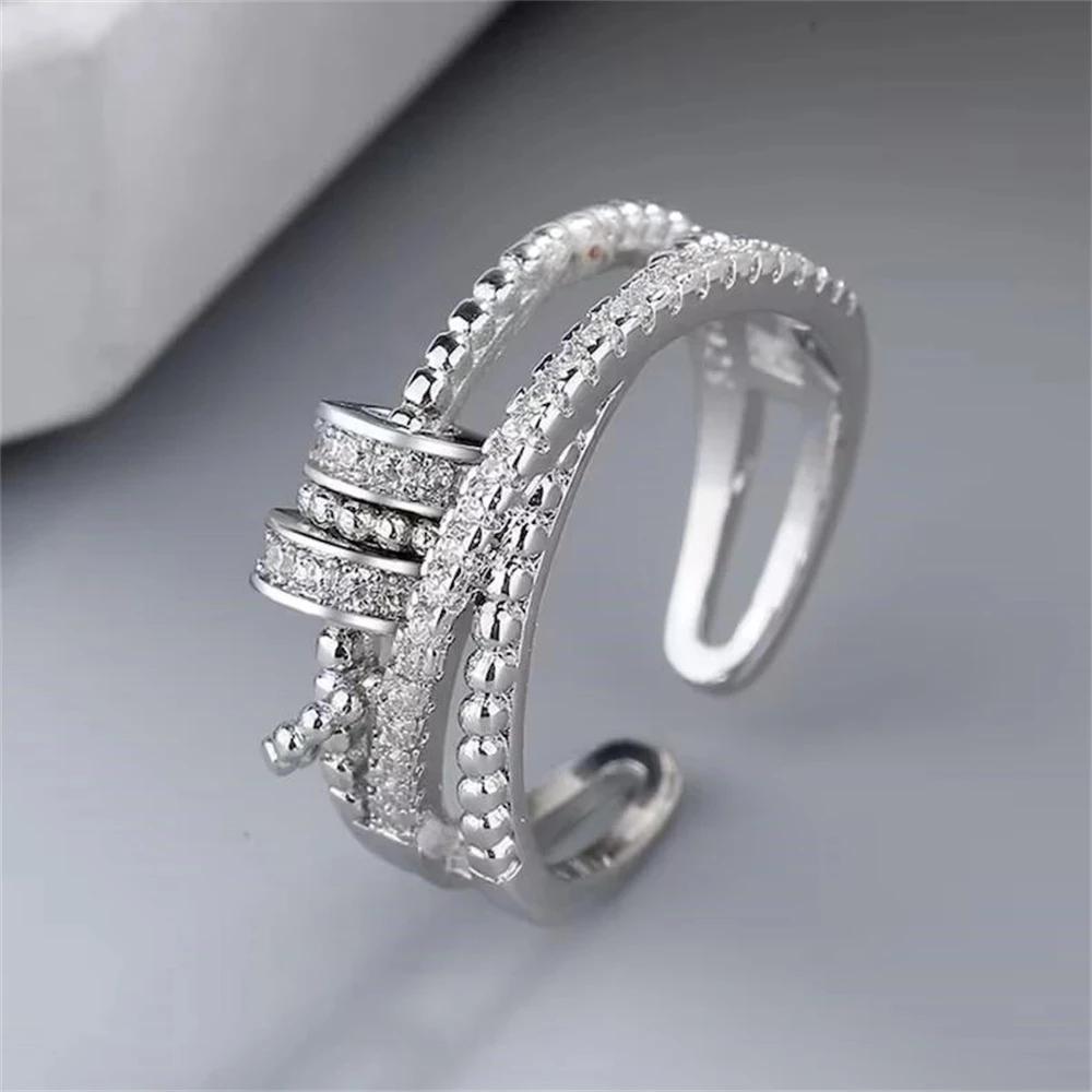 

Кольцо против тревоги, вращающееся кольцо для женщин и мужчин, кольца для снятия стресса на палец, регулируемые кольца с бусинами silver