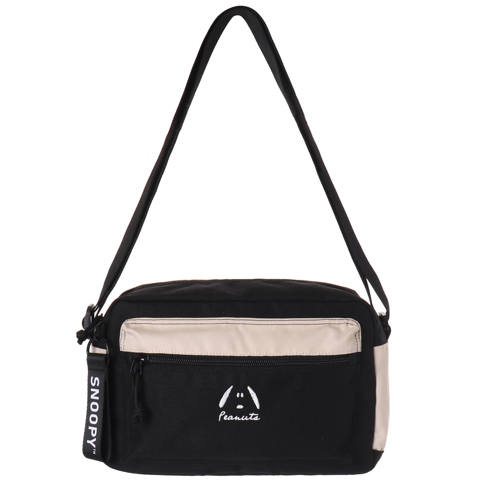 

SNOOPY Snoopy Thick Wide Wide Simple [Axis] Shoulder, Gusset, Bottom, Gusset, Travel, Adults, Women, (Black/Beige)