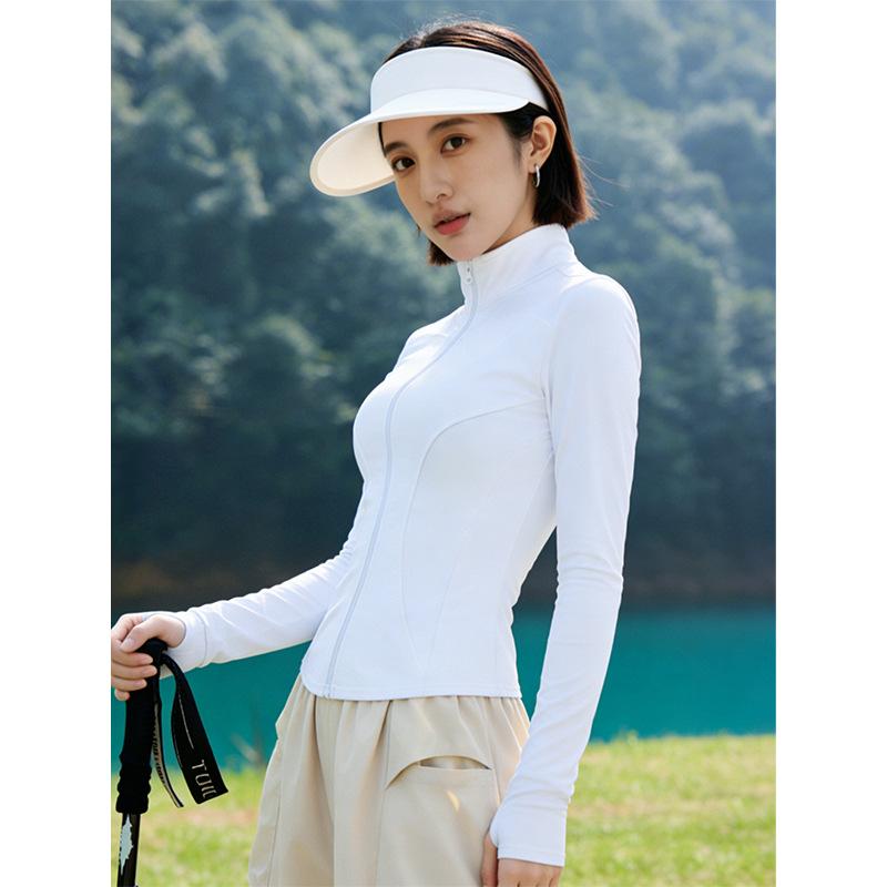 Sunscreen Clothing, Yoga Jacket, Women's Stand-up Collar, Running, Cycling, Windproof, Slim-fitting, Slim-fitting, Zipper Cardigan, Fitness Sports Top