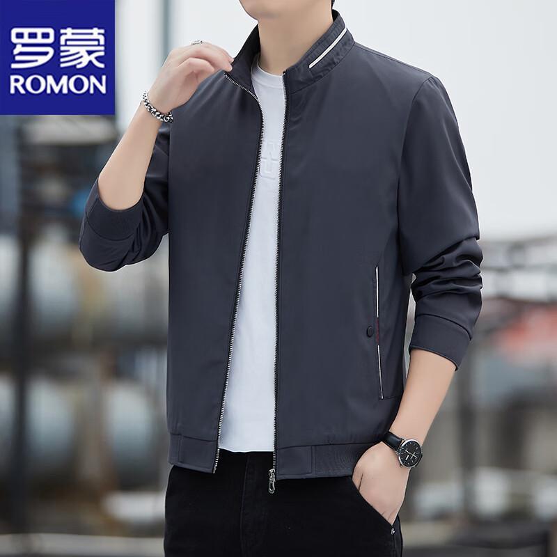 ROMON Men's Slim Fit Stand Collar Casual Jacket