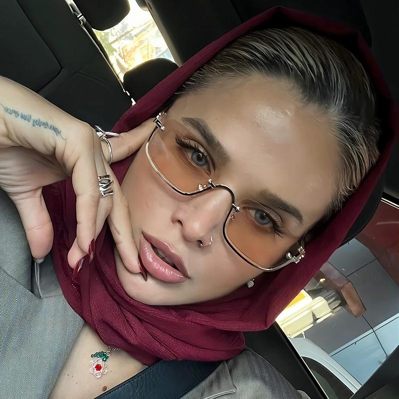 Neutral Fashion Square Half-Frame High-End Sunglasses Fashionable Personalized Sun Protection Glasses Outdoor Uv400 Sunglasses