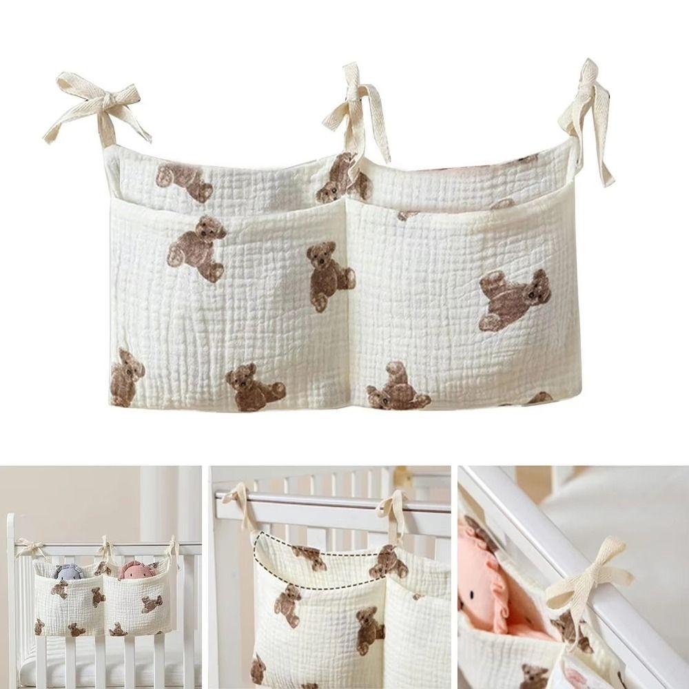 Cotton Baby Crib Storage Bag Large Capacity Newborn Bedside Bag Baby Stuff Organizer  Stroller
