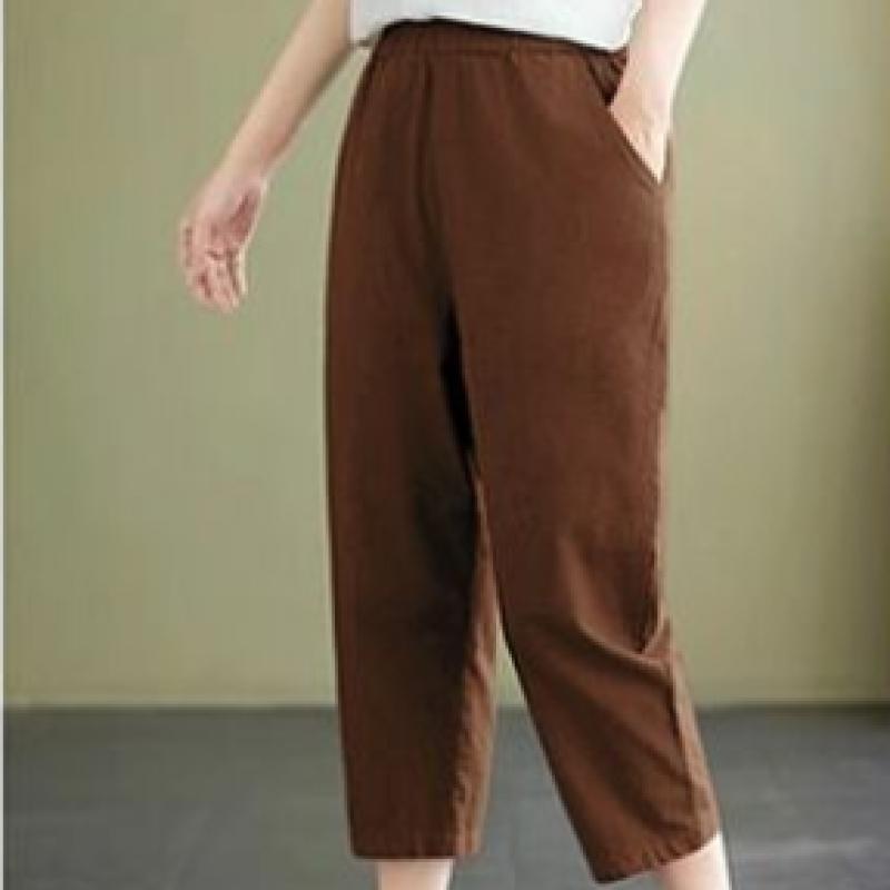 Shop Women Big Size Linen Banding 7 Point Pants Won Wpt Wfilkbx