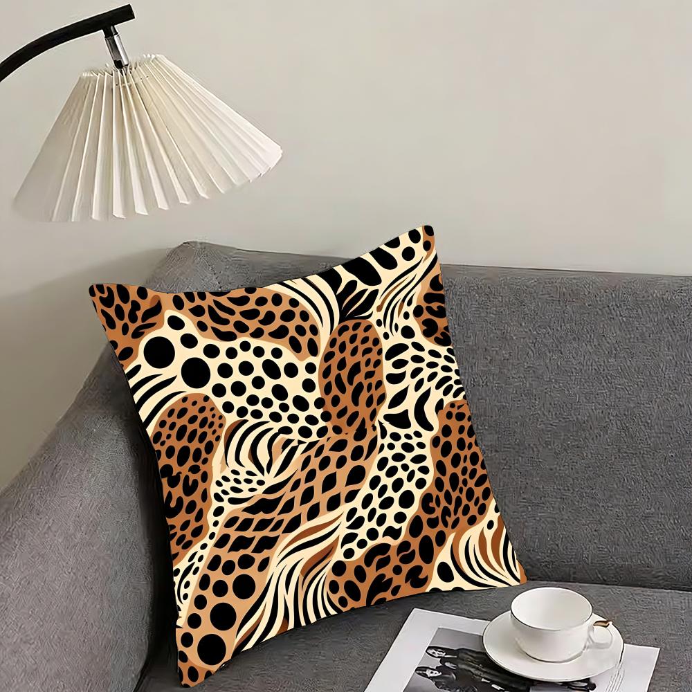 Leopard Print Fashion Cushion Cover Pillowcase Ultra Soft Skin Friendly Fabric Cloud Like Comfort  Concealed Zipper