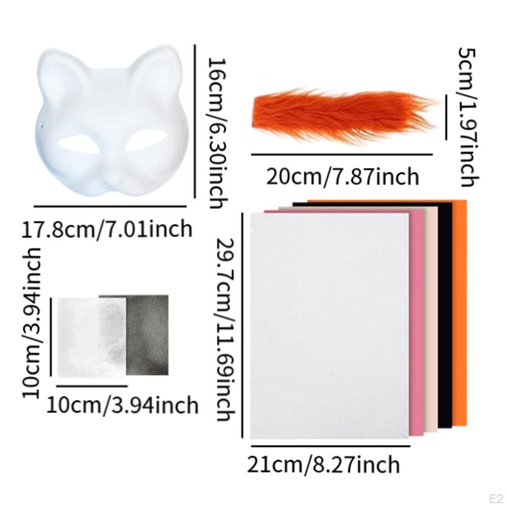 6x Cat Mask Kit Blank Party Favors Cosplay White Animal Face for Festival