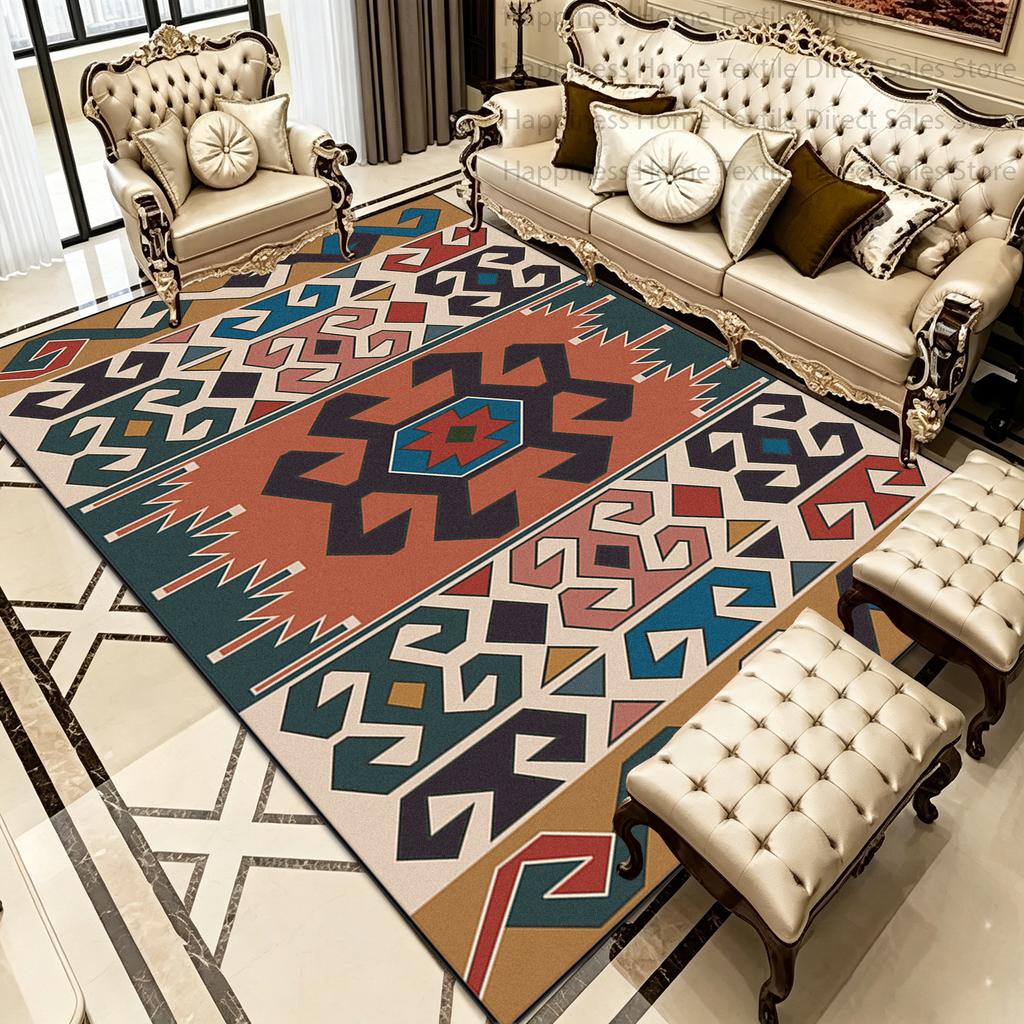 Boho Marokko Retro Stil Wohnzimmer Teppich Dekoration Schlafzimmer Rutschfest Waschbar Nachttischmatte Weich Leicht zu Reinigen Büro Luxus Teppich