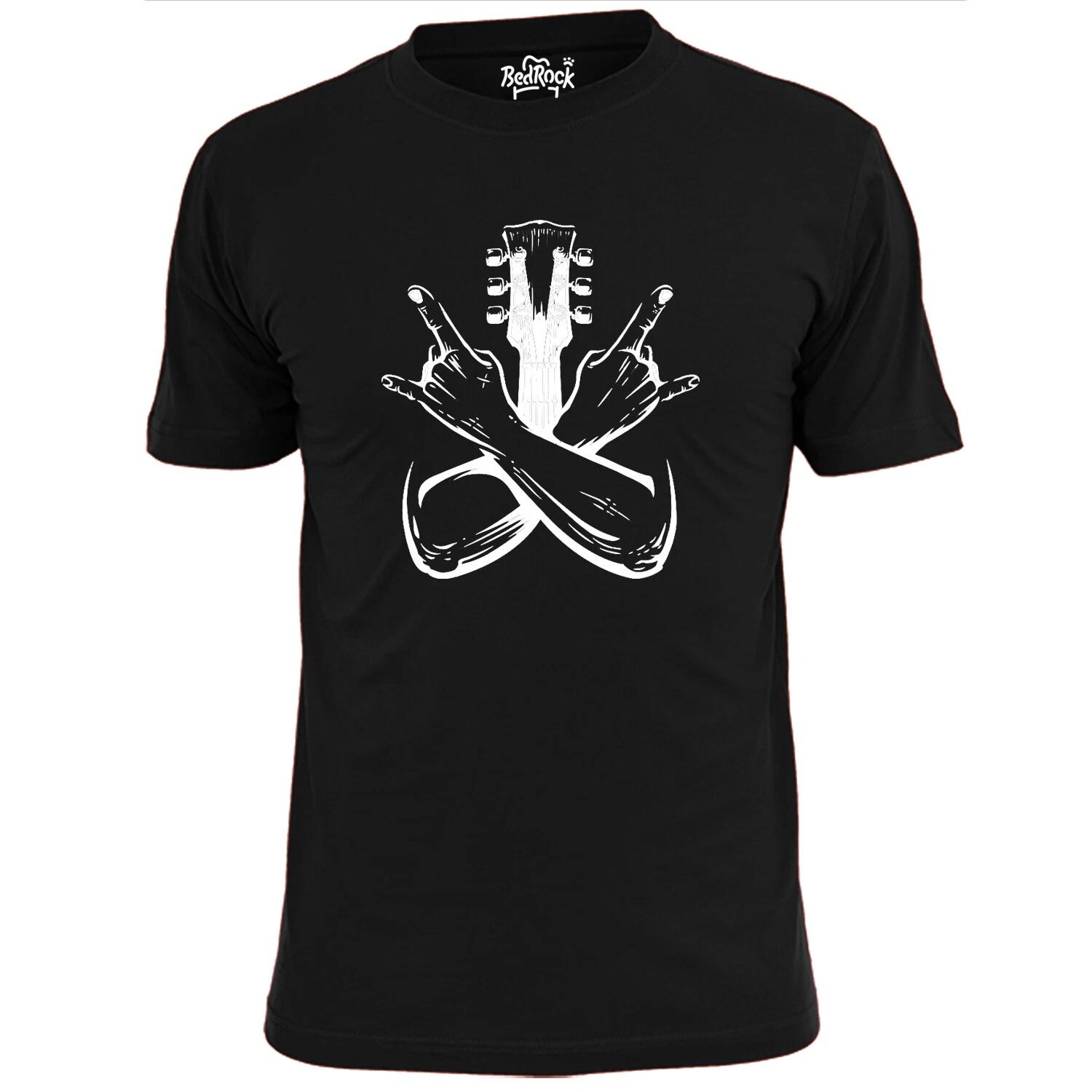 Mens Rock On Crossed Hands Music T shirt Metal L