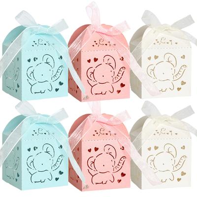 10Pcs Baby Shower Candy Boxes Pink Blue Elephant Sweet Gift Boxes Baby Shower Boy or Girl Candy Containers Birthday Decoration