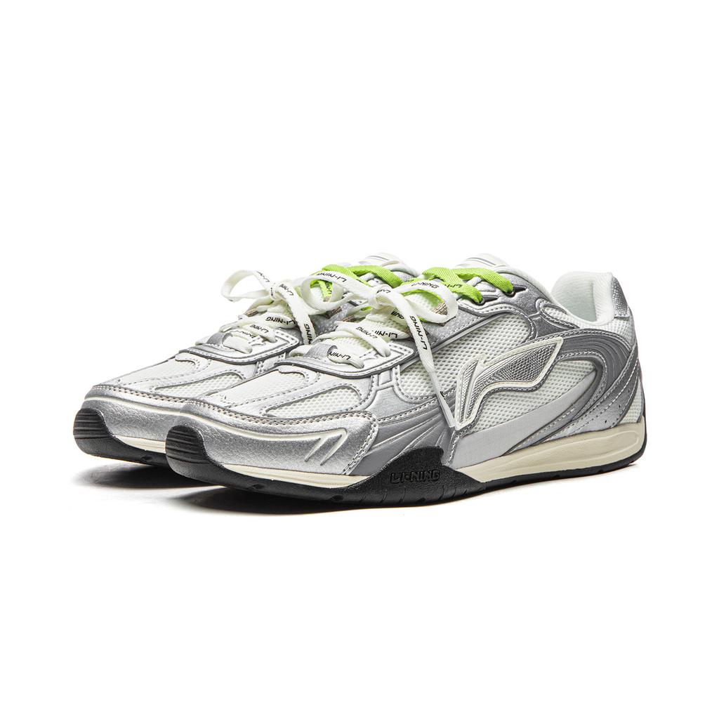 Li Ning Classic Thin Sole Retro Fashionable Comfortable Lightweight Soft Elastic Non-Slip Wear-Resistant Casual Shoes Women Sneaker Silver AGLW196-2