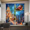 Festive Santa Claus Curtains Christmas Window Decor Polyester Drape Home Room Darkening Set Of 2 Made With Rod Pocket