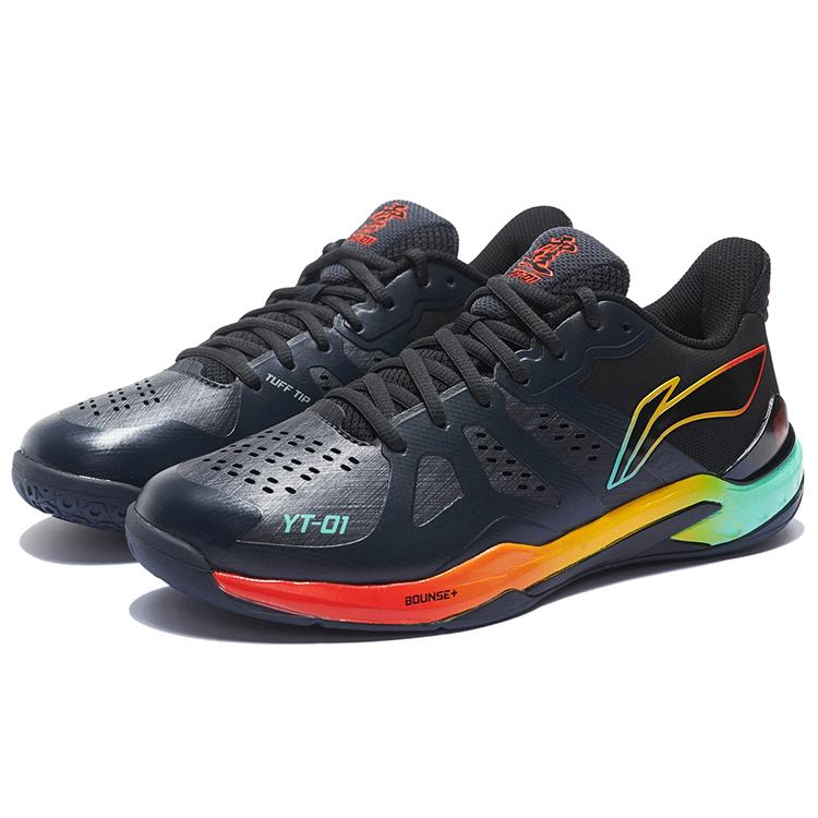 New LiNing Cloud Thunder Cushioned Slip Resistant Abrasion Resistant Breathable Low Top Badminton Shoes Unisex Black AYAS028-5