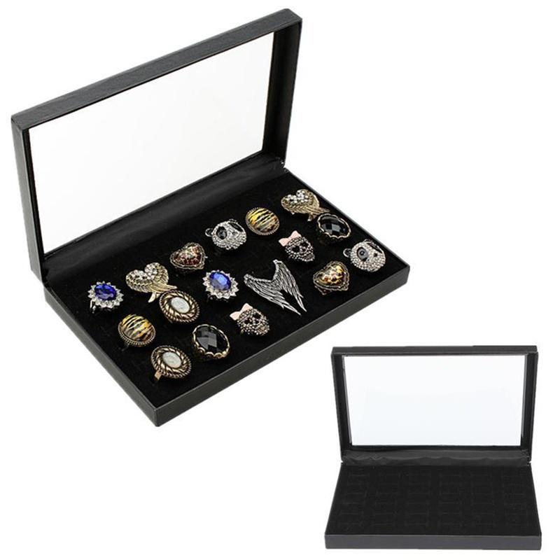 36 Slots Ring Storage Earrings Ring Display Window Empty Box Jewelry Organizer Holder