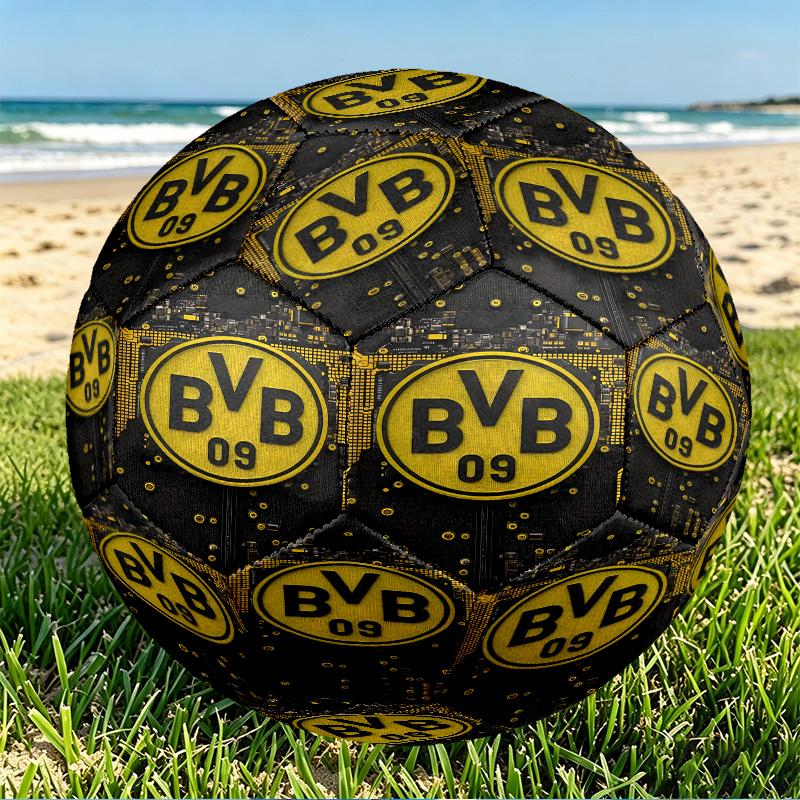 Borussia Dortmund Print Size 5 Soccer Ball, PU Wear Resistant Football for Match Training and Daily Practice, Birthday Gift for Soccer Fans