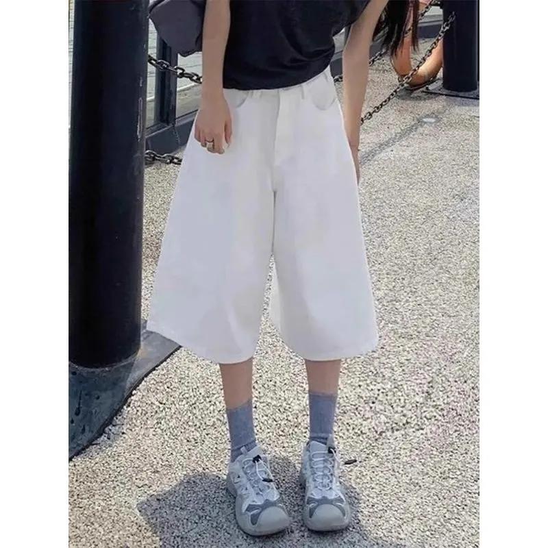 Women's Loose Fit White Casual Mid-Length Shorts Wide-Leg Daily Wear Pants