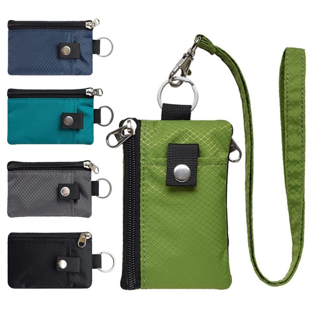 

Water Resistant Keychain Wallet RFID Blocking Coin Purse Minimalist Lanyard Wallet чорний
