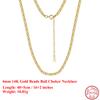 Effie Queen Popular 4mm Ball Bead Necklace Adjustable Genuine 925 Sterling Silver Beaded Collar Choker Link Chain Jewelry GAN10