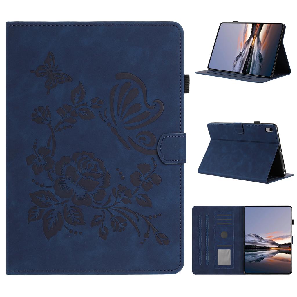 For Samsung Galaxy Tab S11 Case Card Holder Stand Butterfly Floral Imprinted Leather Tablet Cover