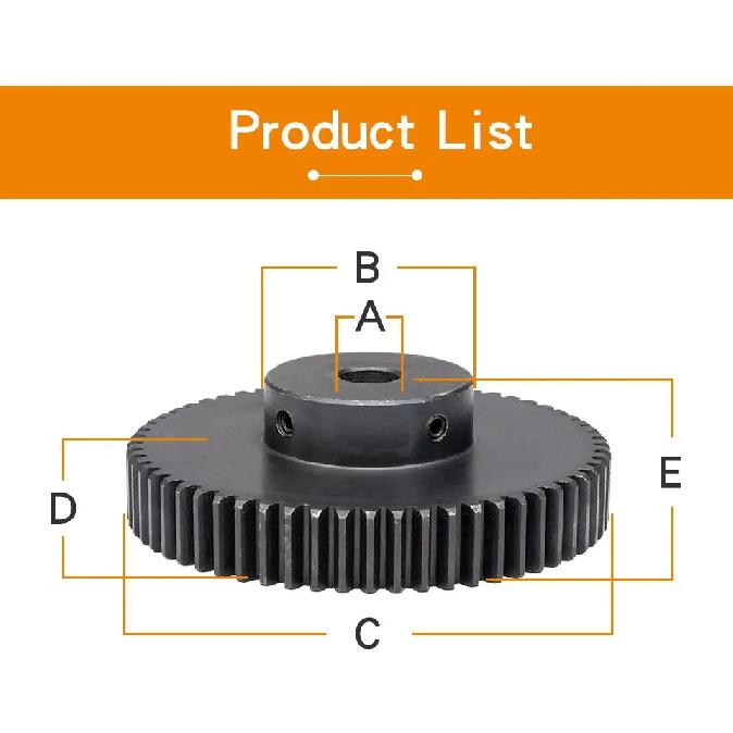 Spur Gear 1.5 Module-20T Blackening SC45#Carbon Steel  High Frequency Quenching Gear Bore Size 5/6/6.35/8/10/12/14/15 mm