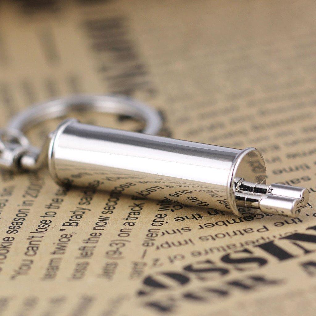 [maycom] Muffler Keychain Refined Chrome Tailpipe Exhaust Pipe Key Chain
