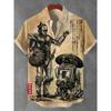 2026 New Men's Shirt Vintage Cat Printed Top Comfortable Fabric Breathable Short Sleeve Shirt Personalized Loose Casual Shirt