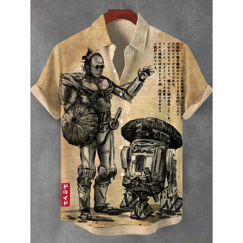 2026 New Men's Shirt Vintage Cat Printed Top Comfortable Fabric Breathable Short Sleeve Shirt Personalized Loose Casual Shirt