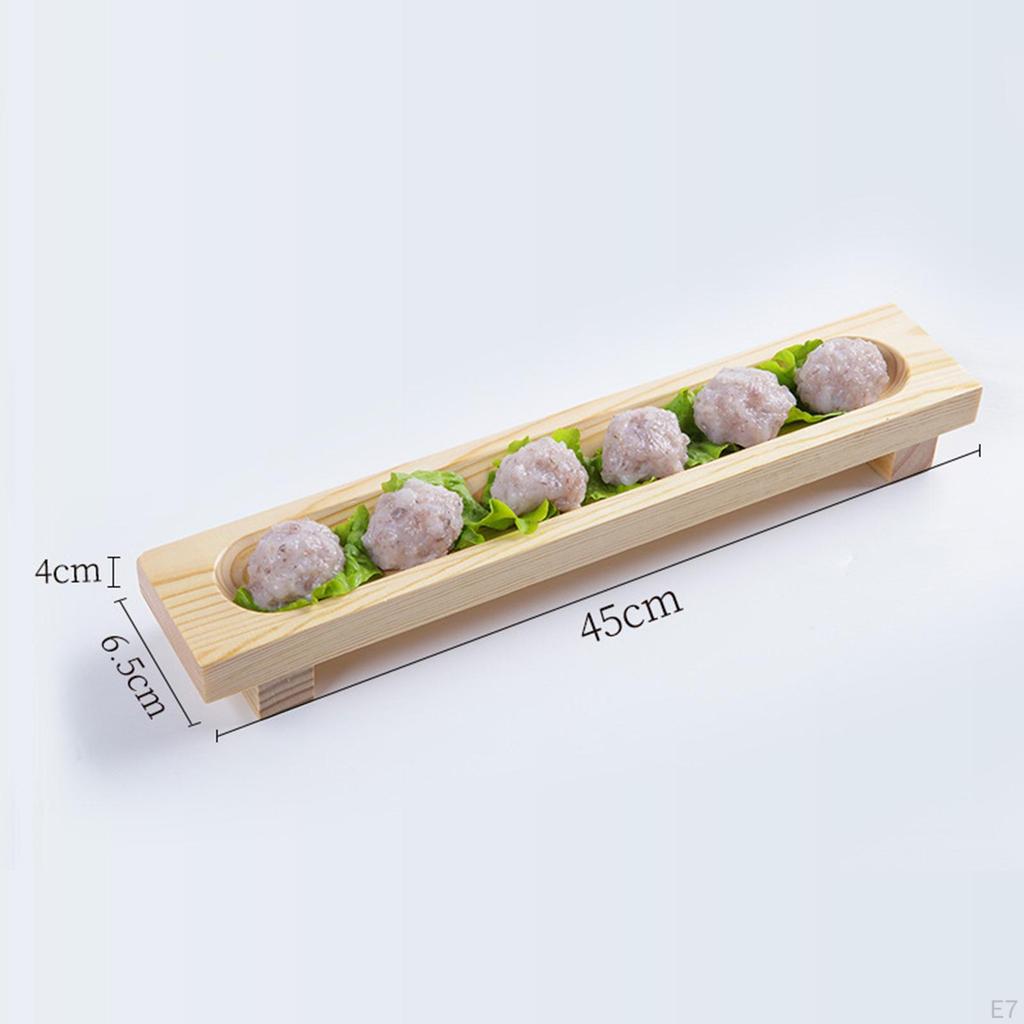 Dumplings Plate Restaurant Rectangular Wooden Serving Tray for Party