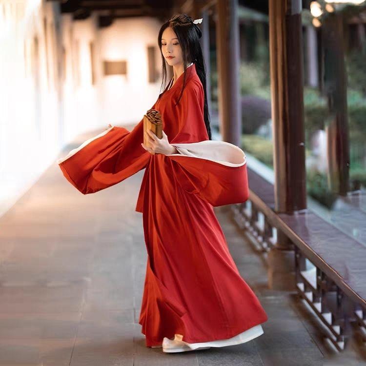Chinese Wei And Jin Style Hanfu Daily Improved Cross-collar Suit