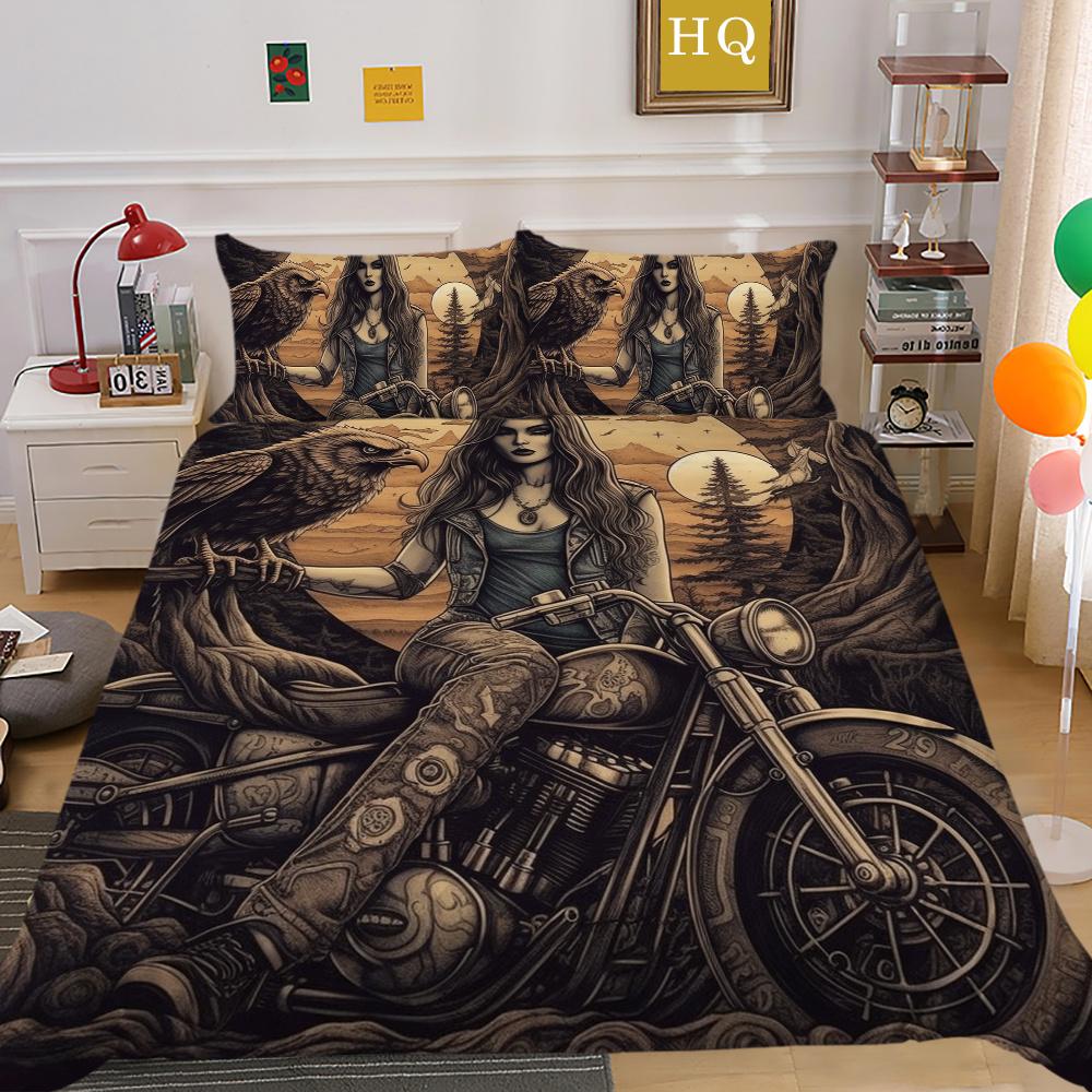 Beauty Skull Printed Home Bedclothes Single Size Polyester Bed Set Man Design Fashion Bedroom Decor