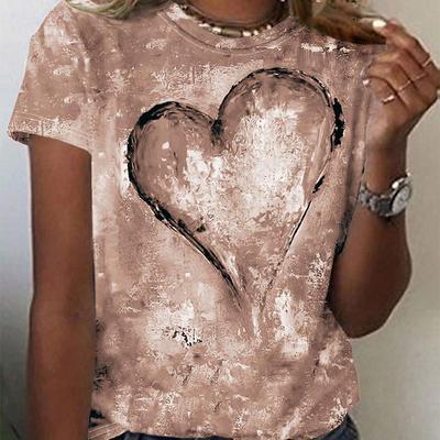 Fashion Women Personalized Colorful Love Print T Shirt Funny Casual O-neck Short Sleeves T-shirt Summer Female Tee Shirt