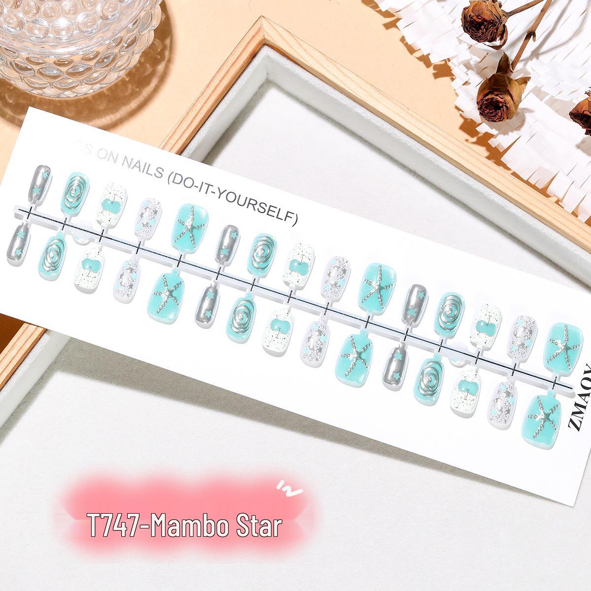Mambo Star Apple Mint Green 3D Cat Eye Nail Stickers XS/S/M Full Set