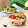 Double-layer Draining Tray, Household High-appearance-level Storage Box with Fruit Basket, Round Thickened Draining Fruit Tray