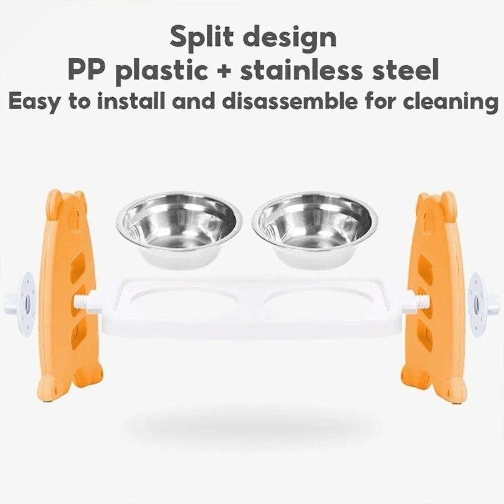 Double Bowls Pet High Footed Bowl 15 ° Slant Pet Water Feeder Container Household