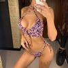 Sexy High Cut Thong Leopard Bikini Women Swimwear Female Swimsuit Bikini Set Lace Up Bather Bathing Suit
