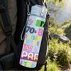 1PC 80s Retro Text Lettering 750ml Sports Water Bottle Leakproof Straw Lid Outdoor Office Home