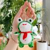 Plush Cartoon Frog Keychain Blue Red Scarf Stuffed Frog Car Key Ring Backpack School Bag Charm Purse Pendant Hanging Decoration Ornament