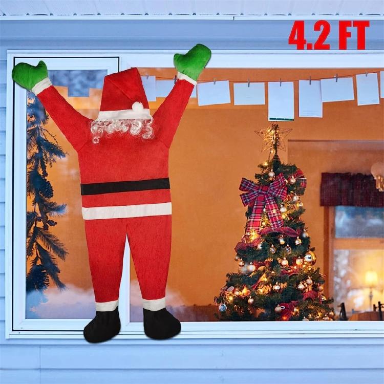Christmas Hanging Santa Decoration,Outdoor Realistic Santa Climbing Roof Gutter Yard Holiday Outdoor Hanging Ornament