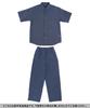[KYOETSU] Men's Jinbei Shirt (Sold Separately), Shijira Weave, Men's Pajamas, Cotton, Top and Bottom Set (2. Simple Thin Stripe X Navy (Long Pants), L