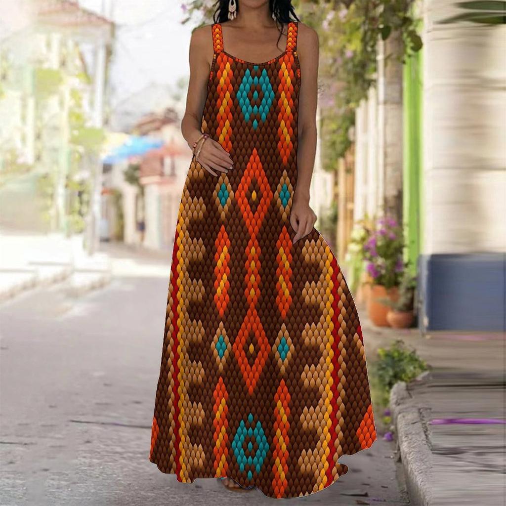 Women's Slip Dress Maxi Long Dress Mix and Match Print Stitching Print Dress Spring & Summer Leisure Vacation