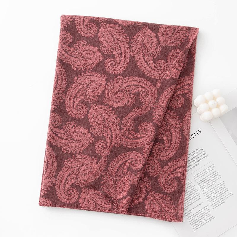 Autumn and Winter Thickened Korean Style Imitation Cashmere High End Mid Length Scarf Printed Scarf for Women