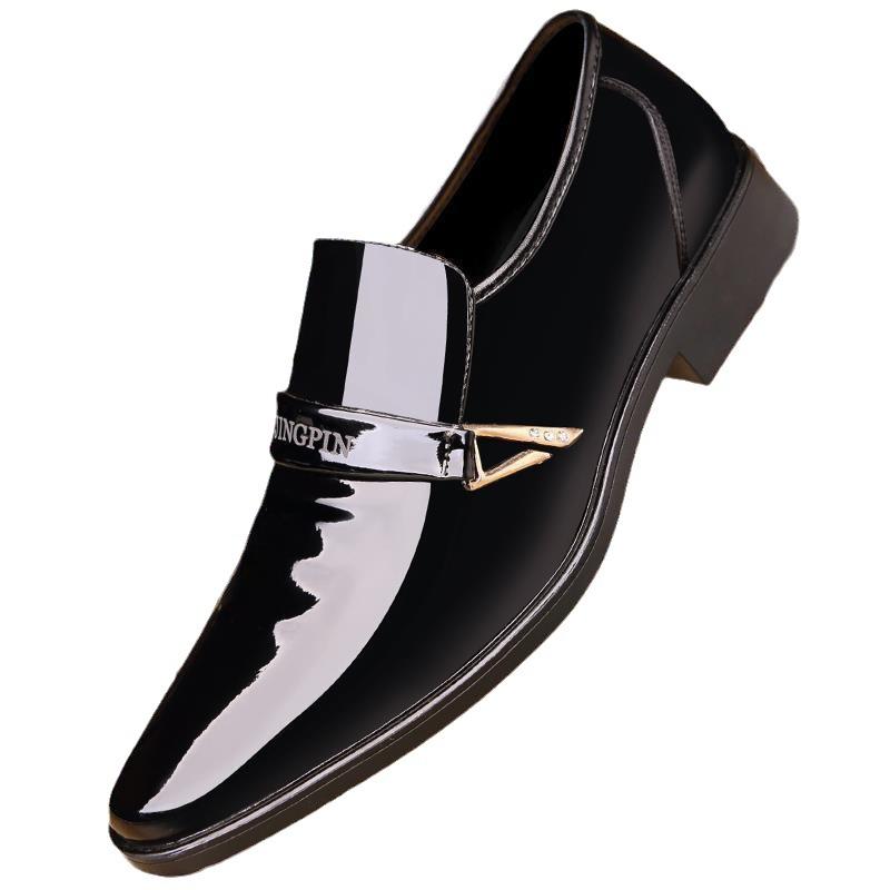 New Men's Leather Shoes Korean Style Casual Single Shoes Glossy Patent Leather Soft Sole Comfortable Business Men's Shoes Men's Leather Shoes