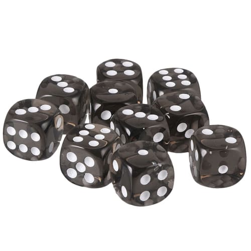 [Generic] Set of 10 Tabletop Role-Playing Game Acrylic Toy Six-Sided Dice, D6, Available In 10 Colors - Black