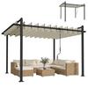 Garden Pergola 3x3.8 M with Slat Roof Adjustable To 90° Crank Aluminium and Steel Structure UPF50+ Beige