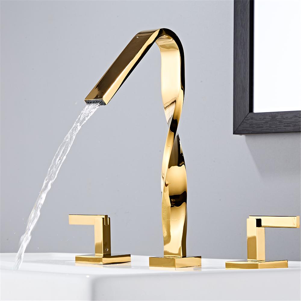Brushed Gold Bathroom Faucet Gold Basin Sink Faucet Mixer Tap Widespread Black Wash basin Faucet 3 Hole Chrome Lavotory Faucet